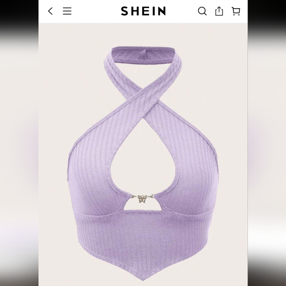 🔖 SHEIN Lavender Halter Crop Top